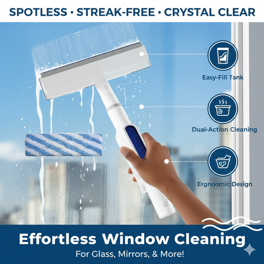 3‑in‑1 Spray & Scrape Window Squeegee – Fast Shine for Every Glass Surface